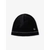 Benetton Kids' Black Unisex Brand-embroidery Fleece Beanie Hat 6-14 Y