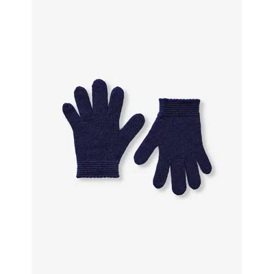 Benetton Unisex Slip-on Knitted Gloves 1-6 Y In Night Blue