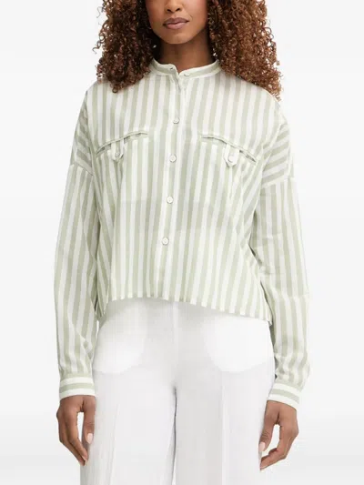Benetton Vertical-stripe Band-collar Shirt In Multi