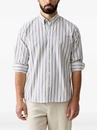 Benetton Vertical-stripe Button-down Shirt In White