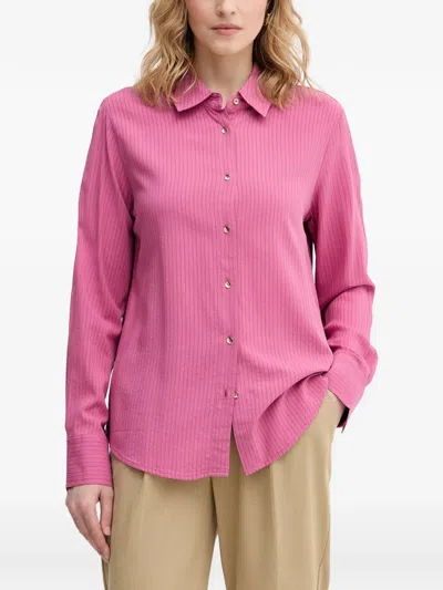 Benetton Vertical-stripe Long-sleeve Shirt In Pink