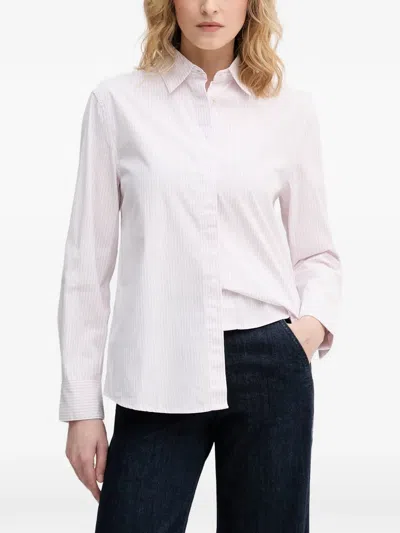 Benetton Vertical-stripe Long-sleeved Shirt In Pink