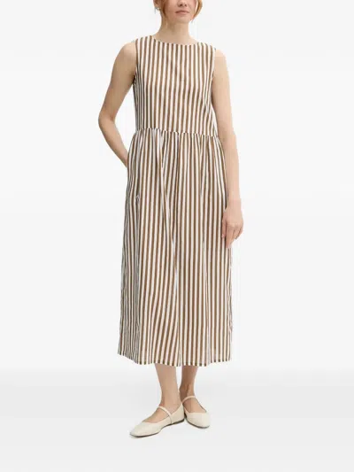 Benetton Vertical-stripe Sleeveless Midi Dress In Transparent