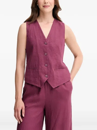Benetton V-neck Buttoned Waistcoat In Purple