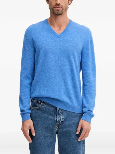 Benetton V-neck Jumper In Blue