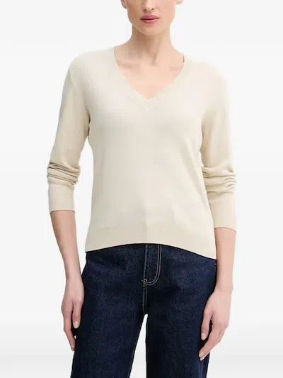 Benetton V-neck Jumper In Neutral
