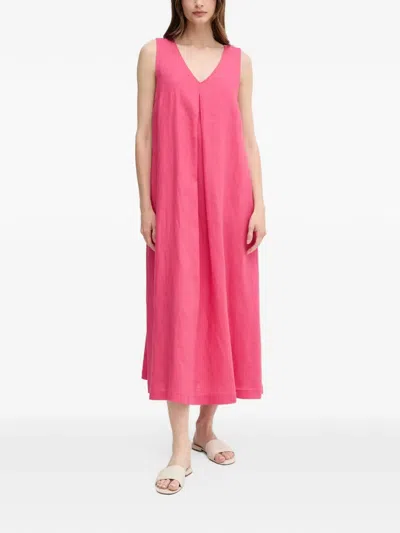 Benetton V-neck Midi Dress In Pink