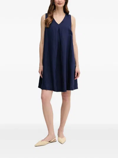 Benetton V-neck Mini Dress In Blue