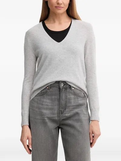 Benetton V-neck Raglan-sleeve Sweater In Gray