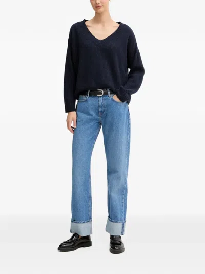 Benetton V-neck Ribbed Sweater In Multi