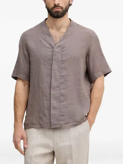Benetton V-neck Short-sleeved Shirt In Purple