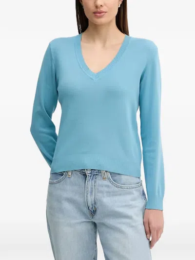 Benetton V-neck Sweater In Blue