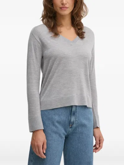 Benetton V-neck Sweater In Gray