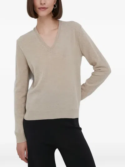 Benetton V넥 스웨터 In Neutral