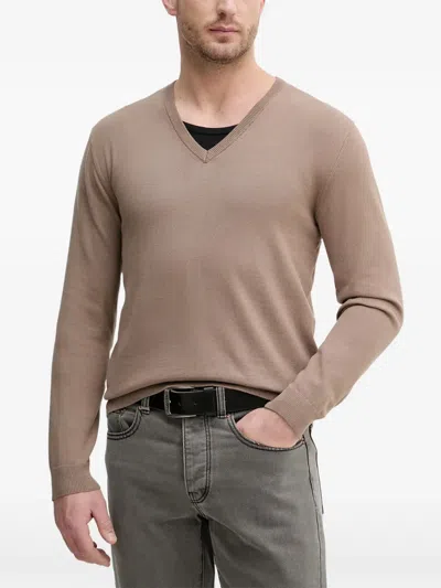 Benetton V-neck Sweater In Neutral