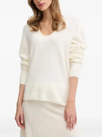 Benetton V-neck Sweater In Neutral