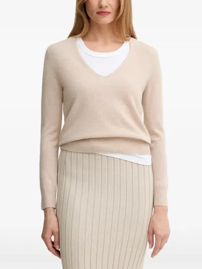 Benetton V-neck Sweater In Neutral