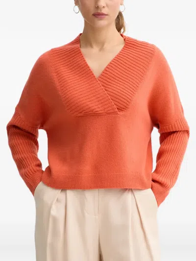 Benetton V-neck Sweater In Orange