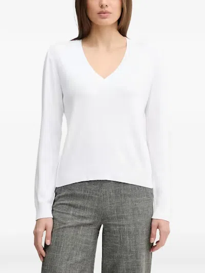 Benetton V-neck Sweater In White