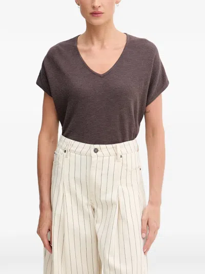 Benetton V-neck Waffle-knit Top In Multi