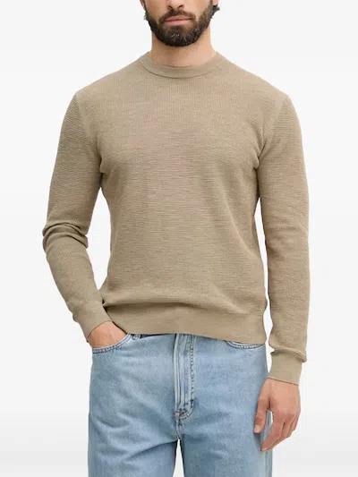 Benetton Waffle-knit Sweater In Brown