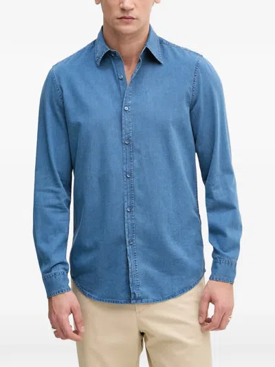 Benetton Washed-denim Shirt In Blue
