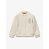 Benetton White Cream Embroidered Cotton-blend Bomber Jacket 18 Months - 3 In White Cream