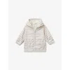 Benetton White Cream Stripe-print Relaxed-fit Woven Jacket 1-18 In White Cream