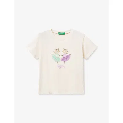 Benetton Babies' Tulle-embroidered Short-sleeve Cotton T-shirt 18 Months-6