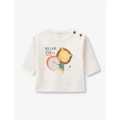 Benetton Babies' White Cream Watercolour -print Buttoned-shoulder Cotton Top 1-18