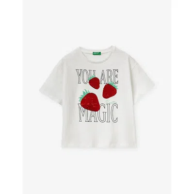 Benetton Kids' White Sequin-embellished Cotton-jersey T-shirt 6-13