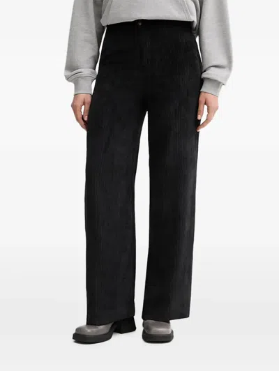 Benetton Wide-leg Corduroy Trousers In Black