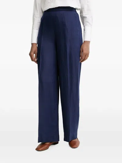Benetton Wide-leg Elasticated-waist Trousers In Blue