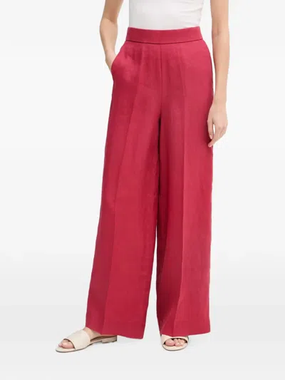 Benetton Wide-leg Elasticated-waist Trousers In Red