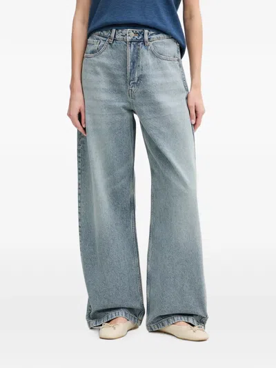 Benetton Wide-leg High-waisted Jeans In Blue