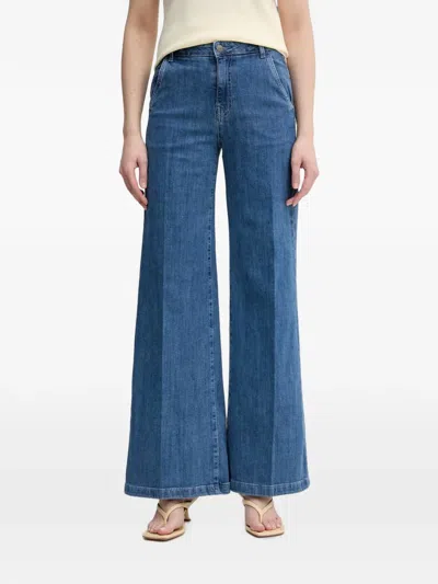 Benetton Wide-leg Pressed-crease Jeans In Multi