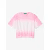 Benetton Womens Logo-embroidered Tie-dye Cotton T-shirt 6-14 Years Fluo Pink In Fluo Pink