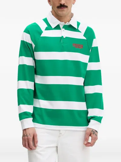 Benetton X Stranger Things Striped Polo Shirt In Green