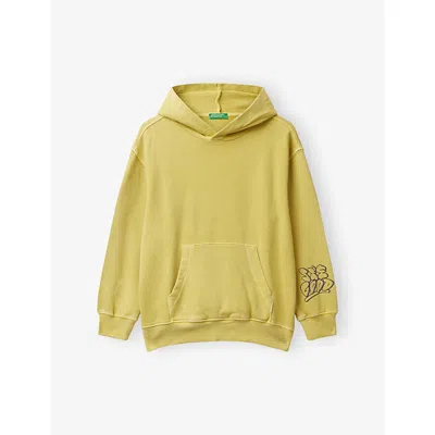 Benetton Kids' Graphic Cotton-jersey Hoody 6-14 Years Yellow