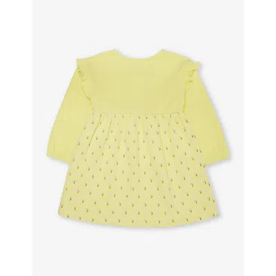 Benetton Babies'  Yellow Pattern Frill-sleeve Stretch-cotton Dress 1-18 Months