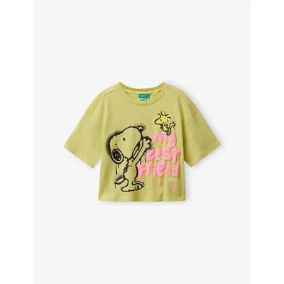 Benetton Kids' Yellow Snoopy Relaxed-fit Cotton T-shirt 6-14
