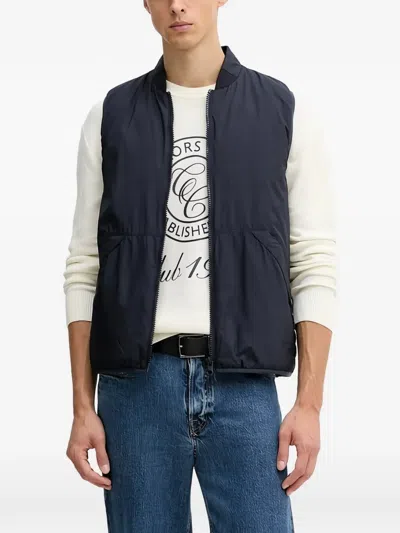 Benetton Zip Quilted Gilet In Blue