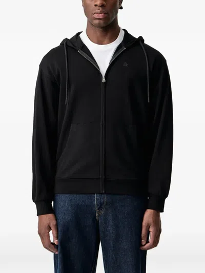Benetton Zip-up Cotton Hoodie In Black