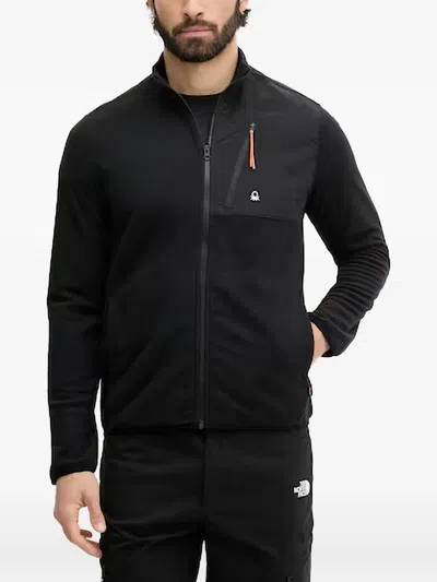 Benetton Zip-up Panelled Sweater In Black