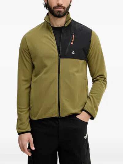 Benetton Zip-up Panelled Sweatshirt In Black