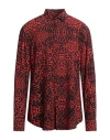 Benevierre Man Shirt Red Size Xl Viscose In Red