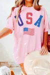 Benie Usa Flag Graphic Tee In Pink In Pink