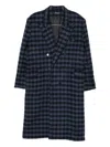 Benjamin Benmoyal Double-breasted Check Coat In Blue