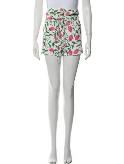Pre-owned Benjamin Benmoyal Floral Print Mini Shorts In Blue/white