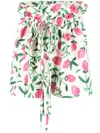 Benjamin Benmoyal Floral-print Paperbag Shorts In Weiss